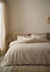 Pineapple Elephant Cotton Rich Woven Stripe Duvet Cover Set, Natural