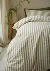 Pineapple Elephant Cotton Rich Woven Stripe Duvet Cover Set, Sage Green