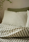 Pineapple Elephant Cotton Rich Woven Stripe Duvet Cover Set, Sage Green