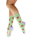 Powder Succulent Strawberry Ankle Socks, Green