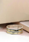 POM Dotted Band Spinning Ring, Silver & Gold