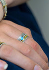 POM Embossed & Opal Spinning Ring, Silver