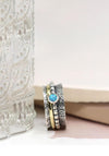 POM Embossed & Opal Spinning Ring, Silver