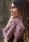 POM Faux Fur Pull Through Scarf, Powder Pink