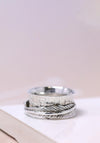 POM Feather Spinning Ring, Silver Size 55