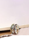POM Mixed Metal Wave Edge Spinning Ring, Silver