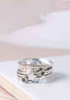 POM Star, Moonstone & Peridot Spinning Ring, Silver