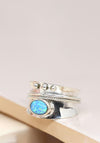 POM Triple Dot Detail with Opal Stone Spinning Ring, Silver Size 57