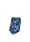 Posh and Dandy Geometric Tie & Pocket Square, Blue Multi