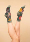 Powder 70s Kaleidoscope Floral Ankle Socks, Sage