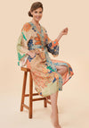 Powder 70s Kaleidoscope Floral One Size Kimono Gown, Coconut