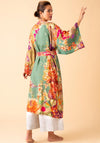 Powder Birds and Blooms Kimono Gown, Sage