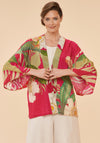 Powder Delicate Tropical Kimono Jacket, Dark Rose