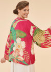 Powder Delicate Tropical One Size Kimono Jacket, Dark Rose