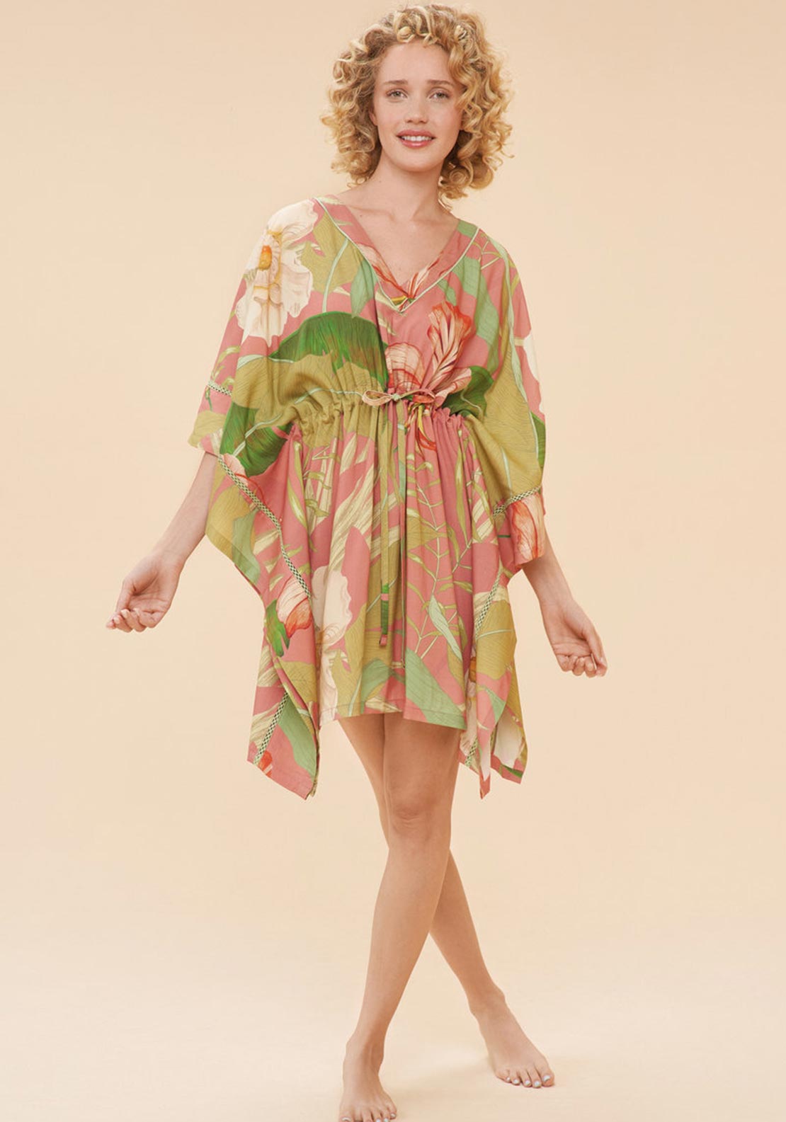 Powder Delicate Tropical Beach Cover Up, Candy One Size