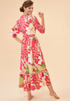Powder Delicate Tropical Wrap Dress, Dark Rose