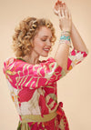 Powder Delicate Tropical Wrap Dress, Dark Rose