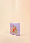 Powder Embroidered Lobster Buddies Velvet Mini Pouch, Lavender