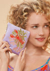 Powder Embroidered Lobster Buddies Velvet Mini Pouch, Lavender