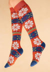Powder Fair Isle Knee-High Socks, Tangerine