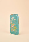 Powder Embroidered Hummingbird Velvet Sunglasses Pouch, Aqua