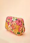 Powder Impressionist Floral Quilted Large Wash Bag, Mustard