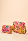 Powder Impressionist Floral Quilted Small Vanity Bag, Mustard