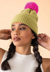 Powder Ingrid Bobble Hat, Lime & Fuchsia