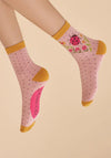 Powder Ladybird Ankle Socks, Petal