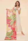 Powder Linen Delicate Tropical Scarf, Dark Rose