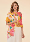 Powder Linen Impressionist Floral Scarf, Mustard
