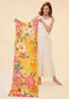 Powder Linen Impressionist Floral Scarf, Mustard