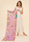 Powder Linen Persian Floral Scarf, Lavender