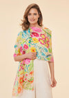 Powder Linen Watercolour Wildflowers Scarf, Cream Multi