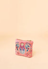Powder Matryoshka Doll Velvet Embroidered Mini Pouch, Petal