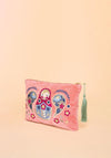 Powder Matryoshka Doll Velvet Embroidered Pouch, Petal