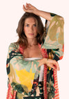 Powder One Size Exotic Leaves Kimono Jacket, Green Multi