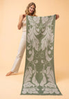 Powder Opulent Flourish Woven Scarf, Olive