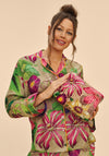 Powder Oversized Botanicals Large Quilted Washbag, Green & Pink Multi