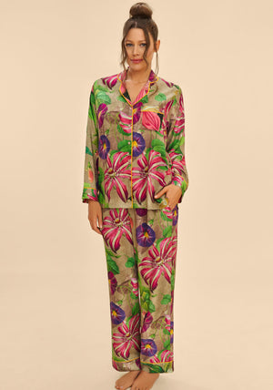 Powder Oversized Botanicals Supersoft Pyjamas, Green & Pink Multi
