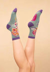 Powder Painted Blooms Ankle Socks, Sage