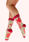 Powder Rouge Blooms Ankle Socks, Green & Pink