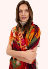 Powder Scandi Floral Two-Tone Scarf, Orange Multi