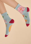 Powder Tropical Flora Ankle Socks, Ice