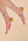 Powder Tropical Flora Ankle Socks, Petal