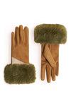 Powder Bettina Two Tone Faux Fur Gloves, Warm Beige