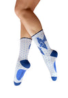 Powder Blue Bird Ankle Socks, Cream