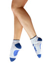 Powder Blue Bird Trainer Socks, Cream