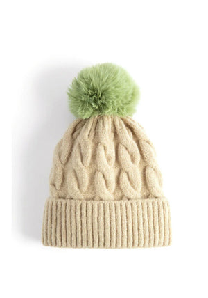 ELISE BOBBLE HAT CREAM SAGE