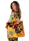 Powder Exotic Leaves Quilted Tote Bag, Red Multi
